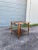 Mid-century modern ‘Acclaim’ square side table with curved lower shelf. By AltaVista Lane Furniture. Classic dovetail...