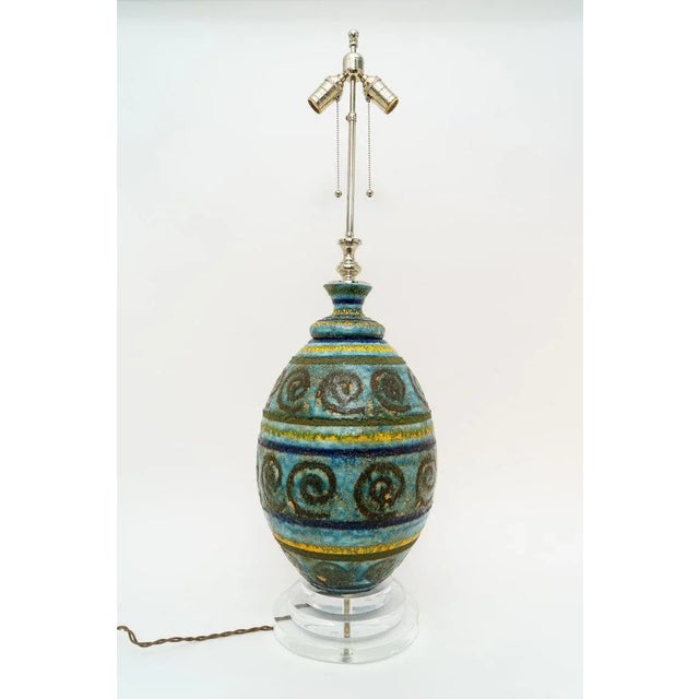 Terracotta Table Lamp 40" H Artisan Glazed Midcentury For Sale - Image 10 of 10