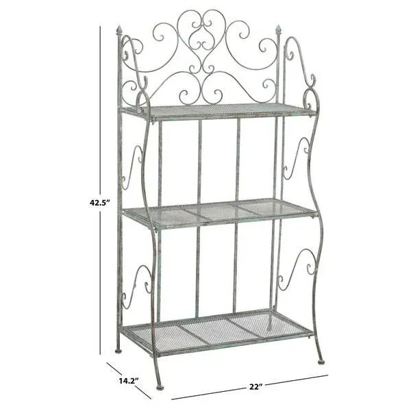 Safavieh Outdoor Torus 3 Tier Shelf - Antique Green For Sale - Image 4 of 11