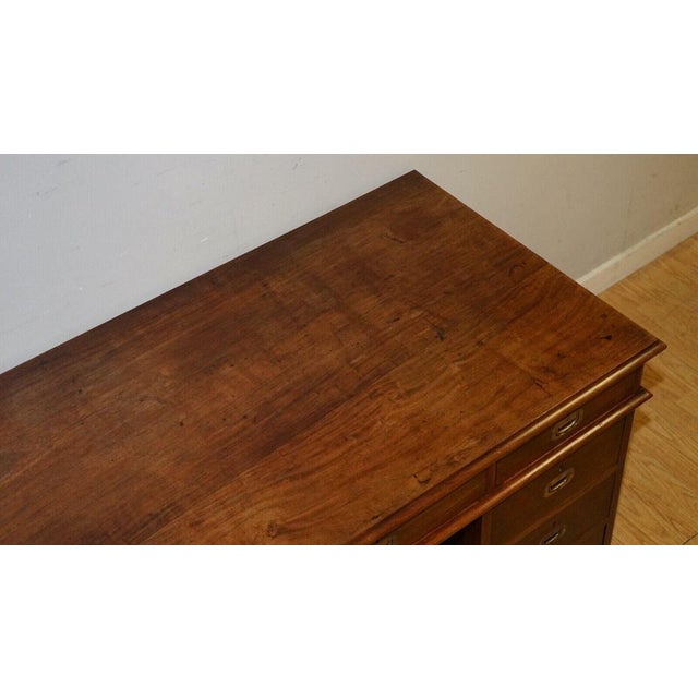 Victoria Regina Military Campaign Pedestal Desk, 1880s For Sale - Image 6 of 13