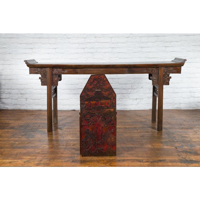 Burmese 19th Century Hand-Carved and Painted Wooden Puppet Show Sign For Sale - Image 4 of 12