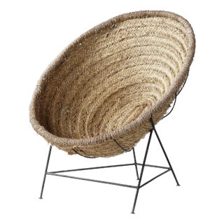 Matthew Izzo Home Seagrass and Iron Lounge Chair For Sale