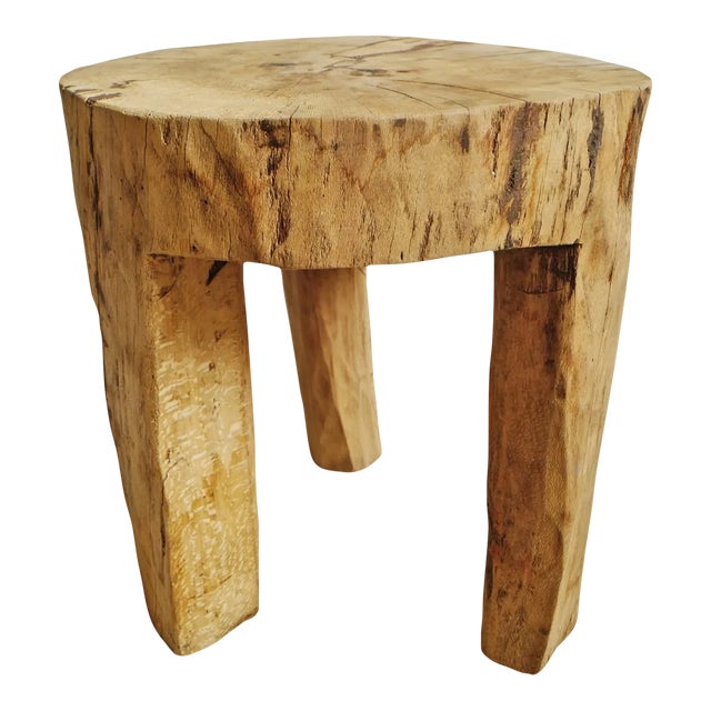 Contemporary Rustic Naga Three Leg Wood Table For Sale