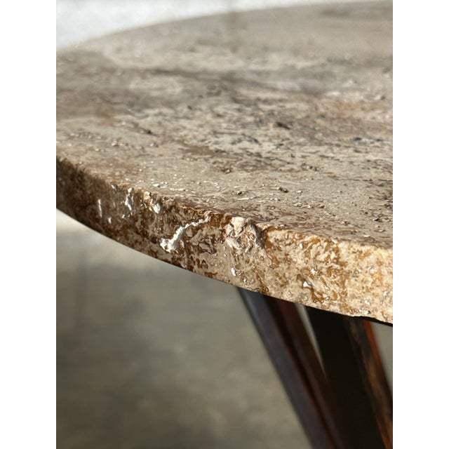 Burnt Umber 1950s Edward Wormley for Dunbar Sheaf of Wheat Tables, Travertine and Ash, a Pair For Sale - Image 8 of 12