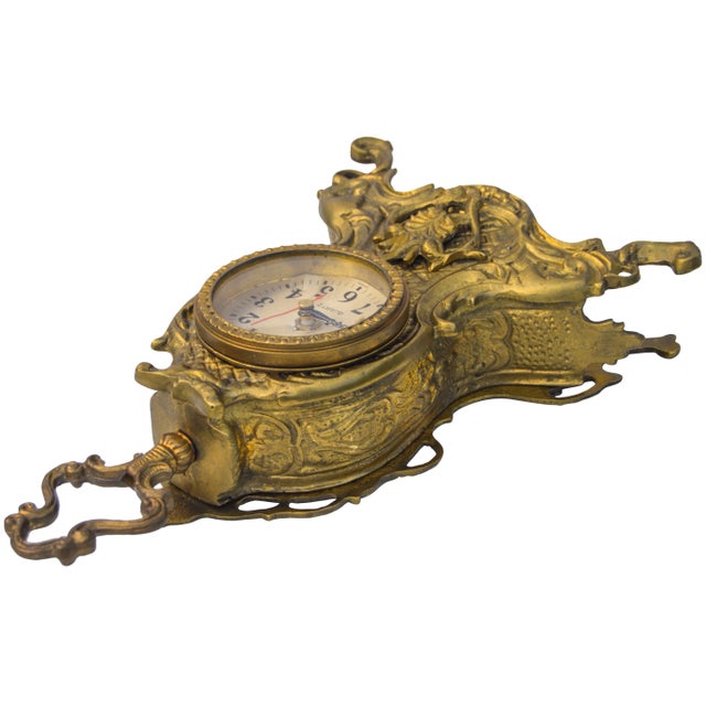 Mid 20th Century French Handmade Brass Clock For Sale - Image 4 of 7