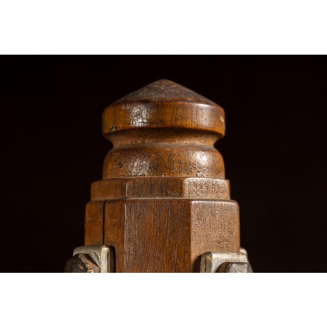 Wood Antique Oak Mission-Style Barbershop Coat Rack For Sale - Image 7 of 9