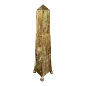 Large Vintage Italian Venetian Etched Glass Obelisk