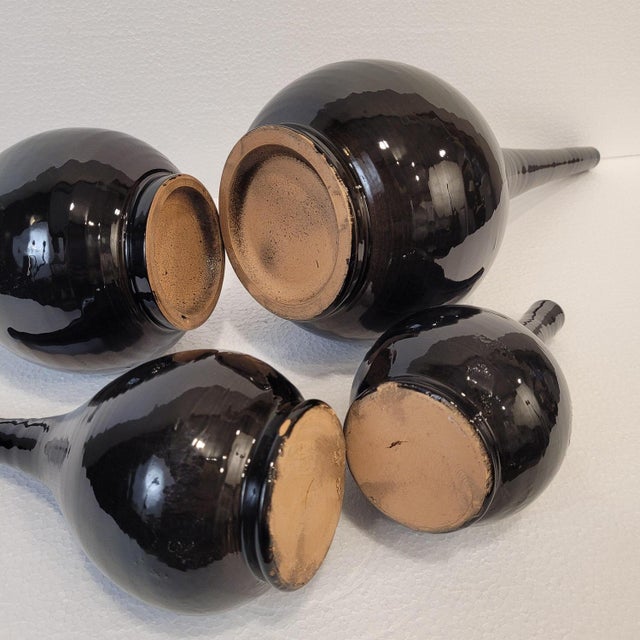 Black Vases in Glazed Ceramic, France, 1990s, Set of 4 For Sale - Image 15 of 18