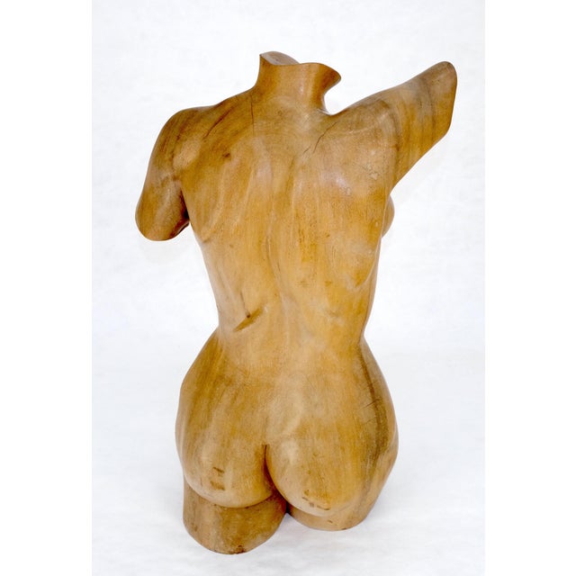 Brown Very Fine Carved Oiled Mango Wood Sculpture of a Nude Female Bust MINT For Sale - Image 8 of 11