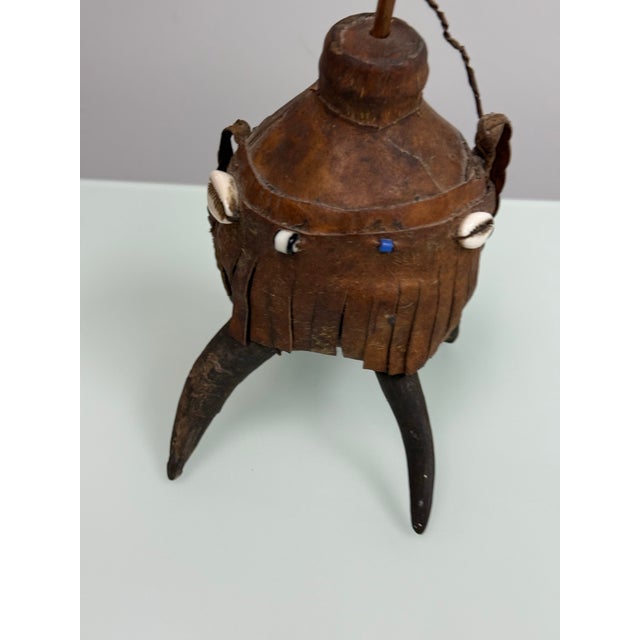 Handcrafted Nubian/Egyptian Leather Kohl Eyeliner Jar With Cowrie Shells For Sale - Image 9 of 12