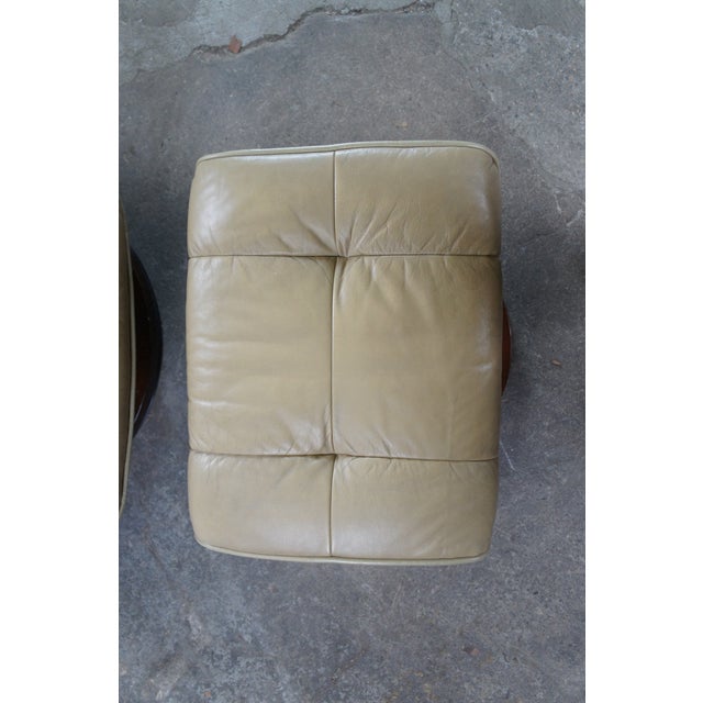 Vintage Stressless Leather Reclining Swivel Lounge Chairs & Ottoman Attributed to Ekornes For Sale - Image 12 of 14