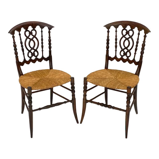 19th Century Saber Leg Rush Side Chairs—A Pair For Sale