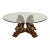 1980s Italian Neoclassical Style Gilt Scroll Base Round Glass Coffee Table Hollywood Regency For Sale
