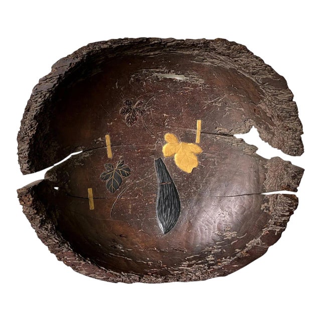 Antique Japanese Lacquered Wood Wabi-Sabi Bowl For Sale