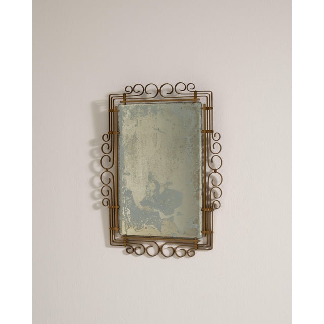 Art Deco Brass Mirror, Antique, France, Circa 1930 For Sale - Image 4 of 8
