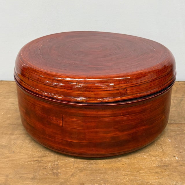 Nested Red Brown Wooden Storage Bowls with Lids - Set of 5 For Sale In New York - Image 6 of 10