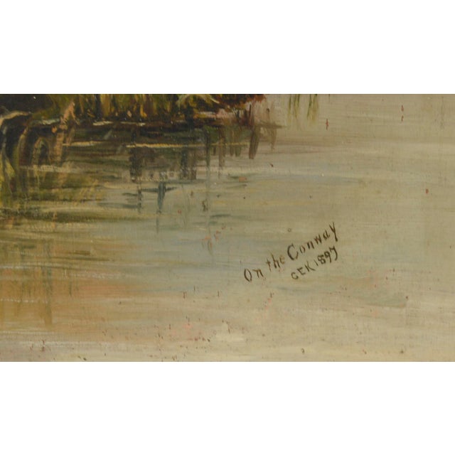 American Two Early Massachusetts Paintings Boy Fishing "Beaver Pool" - "The Conway" 1897 by Gek For Sale - Image 3 of 5