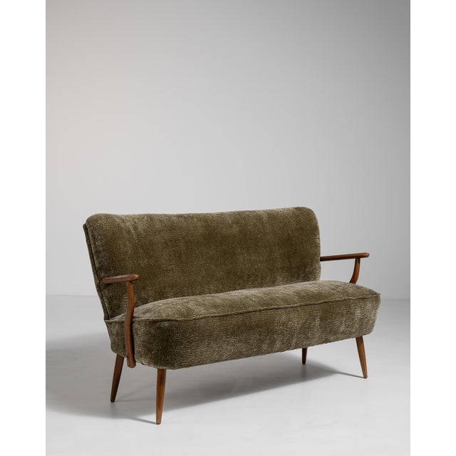 Mid-Century Modern Danish Upholstered Sofa, Antique, Denmark, Circa 1940 For Sale - Image 3 of 13