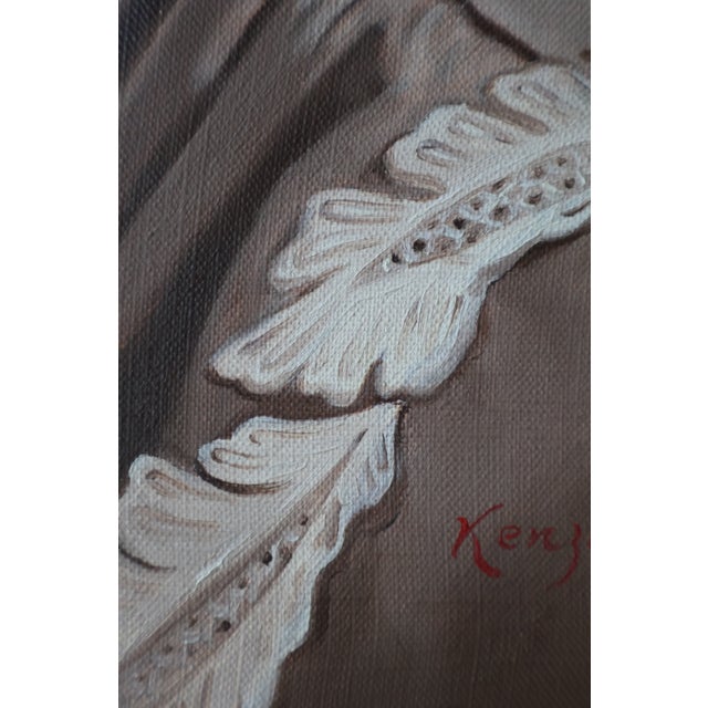 Wood 1952 Kenzo Nakamori Signed Oil Portrait of a Woman in Ornate Giltwood Frame For Sale - Image 7 of 18
