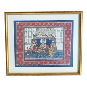 19th Century Indian Mughal Style Watercolor Painting of Shah Bahadur II