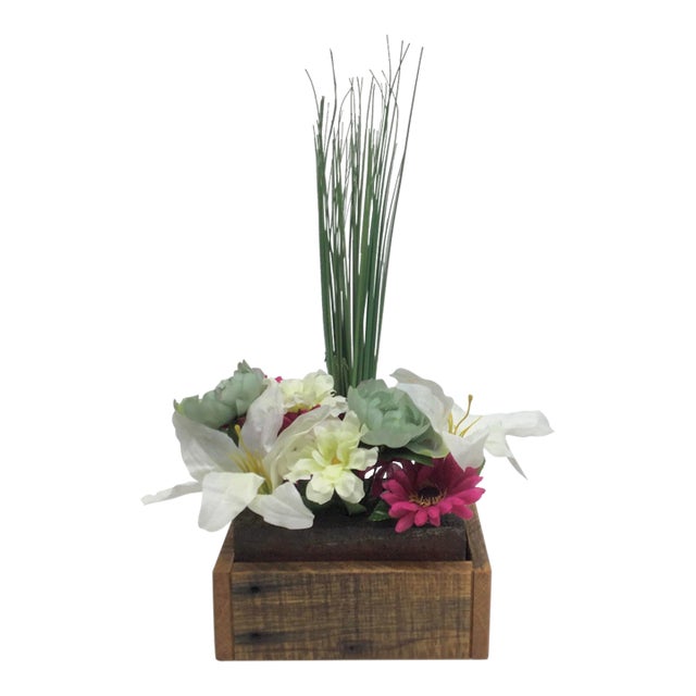 Rustic Wood Flower Frog Brick Vase by Some Like It Rough For Sale