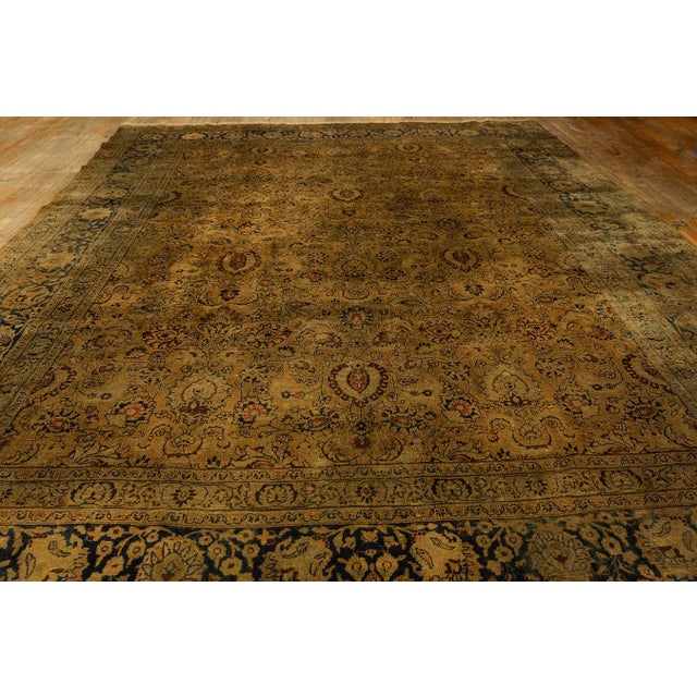 1900 - 1909 1900s Beige Classic Khorasan Designs Antique Knotted Wool Persian Mashad Rug For Sale - Image 5 of 9