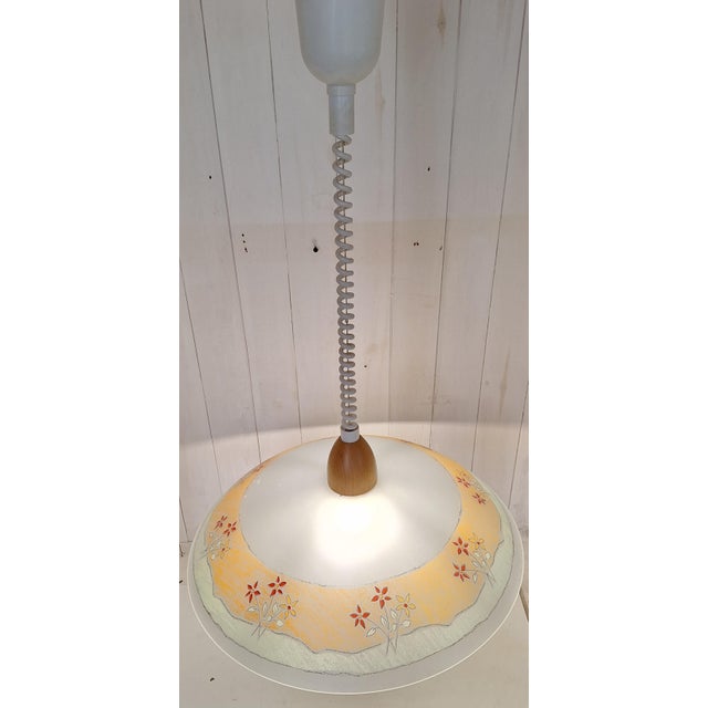 Vintage Ceiling Lamp with Glass Shade on Beechwood Mount, 1990s For Sale - Image 3 of 7