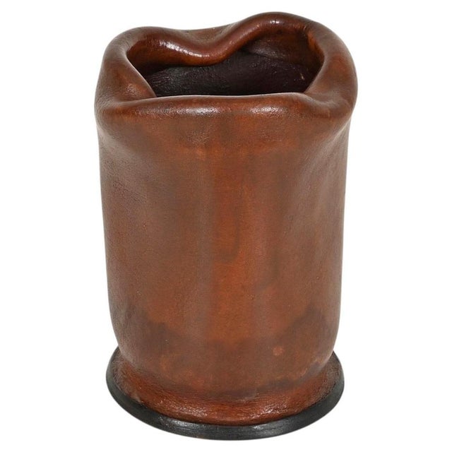 Italian Brown Curved Leather Pen Holder by Nova Tecno, Italy, 1950s For Sale - Image 12 of 12