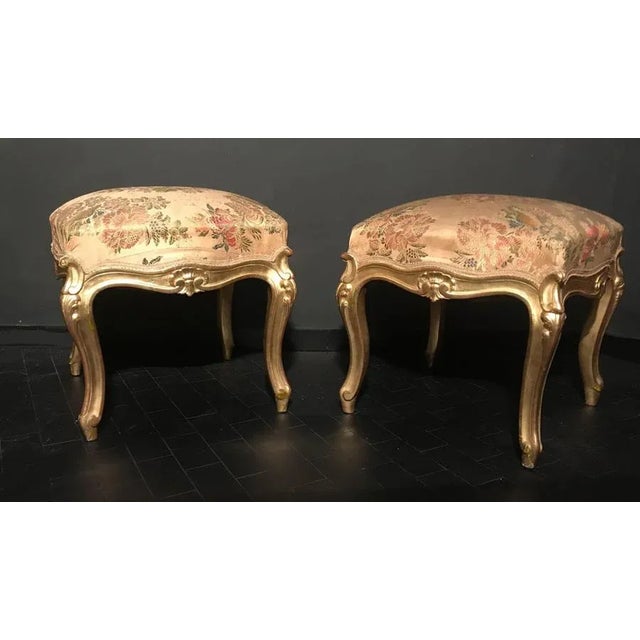 Giltwood Stools, Italy, 19th Century, Set of 4 For Sale - Image 5 of 9