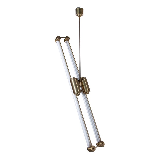 Art Deco Bauhaus Brass Counterbalance Pendant Lamp, Germany, 1930s For Sale