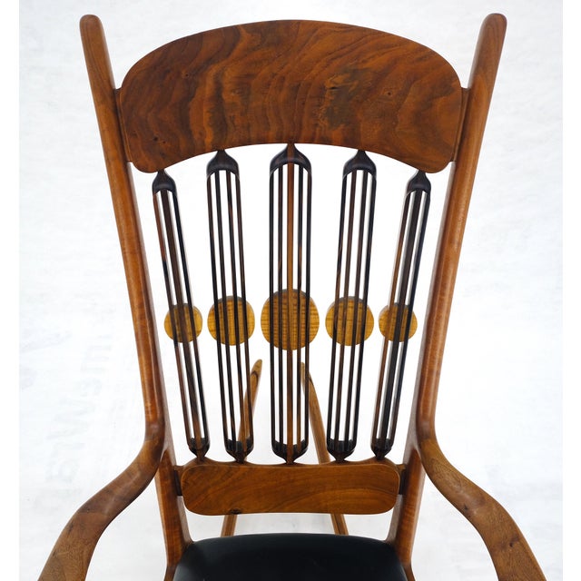Artist Signed Studio Made Solid Oiled Walnut Arm Rocking Chair MINT For Sale - Image 14 of 18
