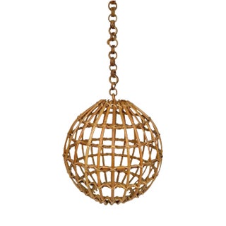 Rattan Globe Pendant Lamp, Italy, 1960s For Sale