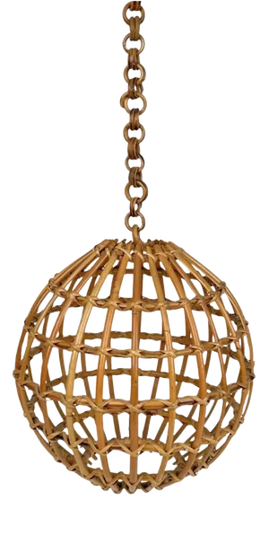 Rattan Globe Pendant Lamp, Italy, 1960s
