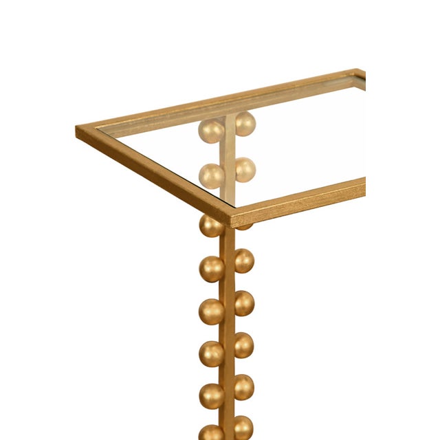 Not Yet Made - Made To Order Matthew Izzo Home Foster Gold Leaf Drinks Table With Glass Top For Sale - Image 5 of 6