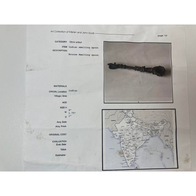 Antique Fine Asian Ceremonial Indian Cast Bronze Puja Spoon 19th C. For Sale - Image 11 of 12