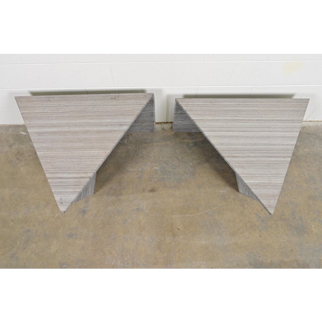 1970s Postmodern Italian Granite Triangular Side Tables, Pair For Sale - Image 5 of 8