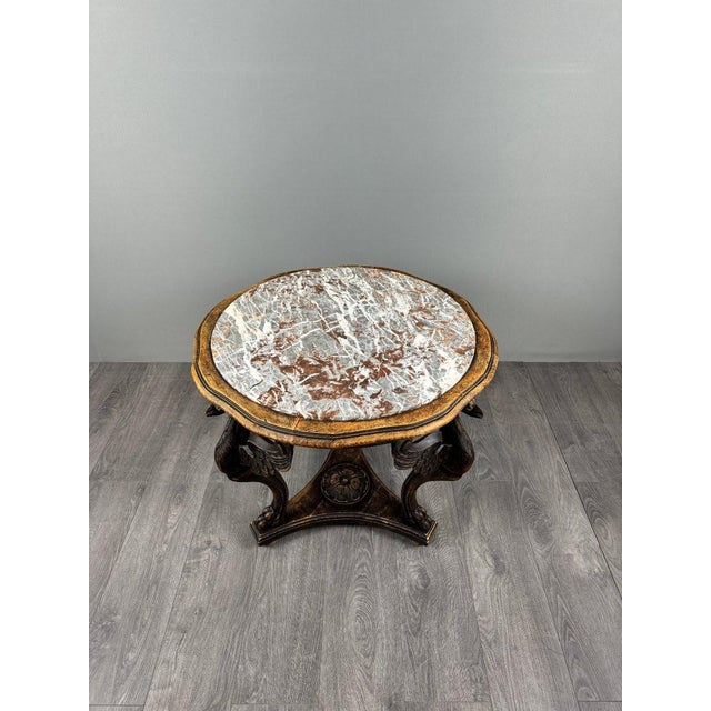 19th Century Carved Wooden Gueridon Table with Marble Top, in Very Good conditions. Designed before 1890