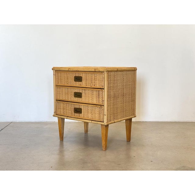 Mid-Century Modern Vintage Wicker Bedside Table, 1970s For Sale - Image 3 of 10