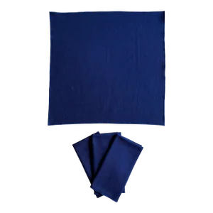 Vintage Deep Blue Navy Pique Cotton Dinner Napkins Set- 4 Pieces