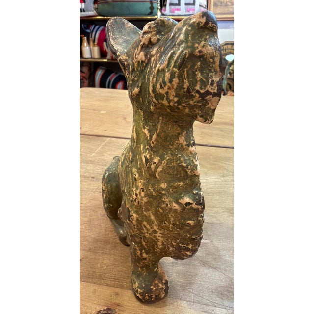 1920-1930 Original Painted Scotty Dog. Green paint over original white paint. Has great wear consistent of age and use....