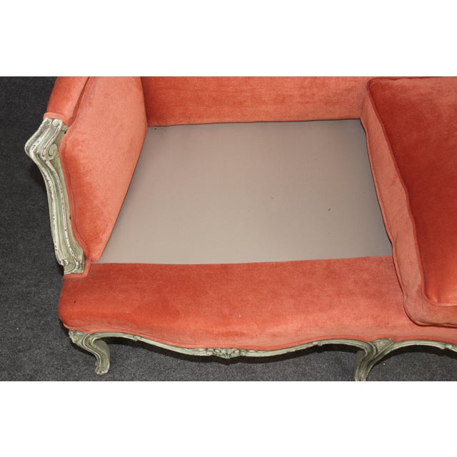 Antique French Louis XV Style Distressed Paint Decorated and Carved Sofa For Sale - Image 12 of 13