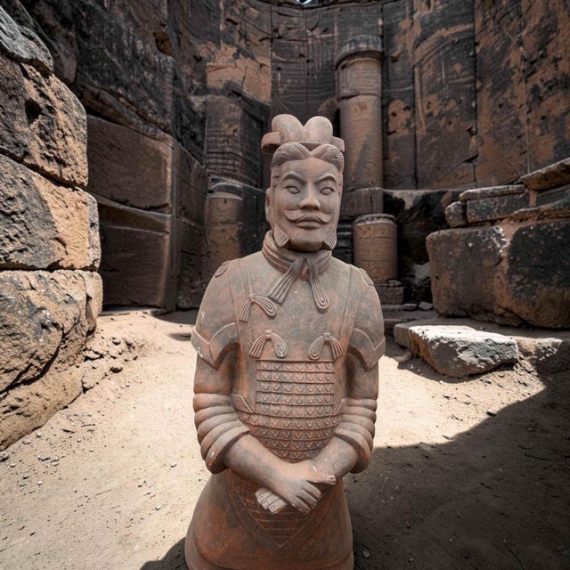 This product is a set of two life-size replica of a Chinese Terracotta Warrior, specifically representing an officer and...