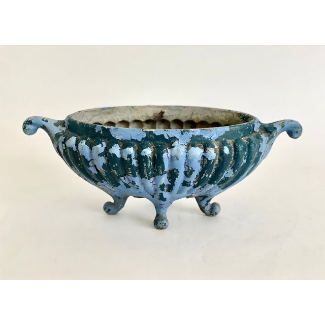 Blue French Antique Cast Iron Urn For Sale - Image 8 of 8
