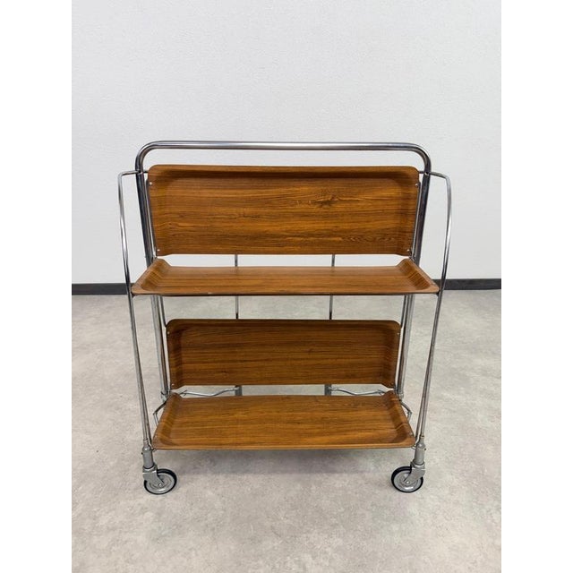 Brown Mid-Century Dinett Folding Serving Cart from Bremshey & Co., 1970s For Sale - Image 8 of 10