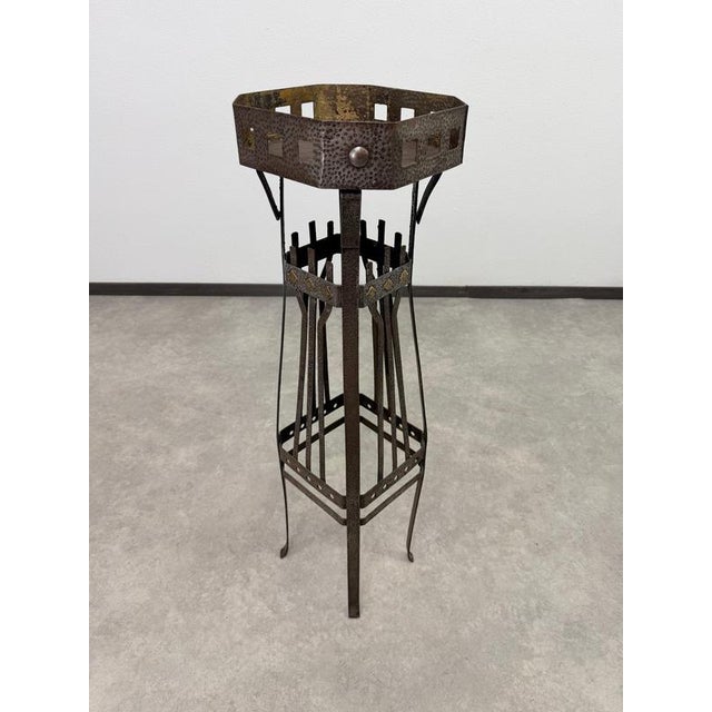 Art Nouveau Wrought Iron Plant Stand in the style of Wiener Werkstätte, 1890s For Sale - Image 10 of 12