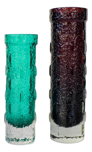 Glass Vases by Aladin for Riihimäen Lasi, Set of 2