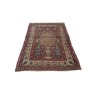 Antique Kerman Handmade Wool Rug - 4'4" X 6'6" - Size Cat. 4x6 5x7 For Sale