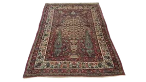 Antique Kerman Handmade Wool Rug - 4'4" X 6'6" - Size Cat. 4x6 5x7