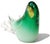 Beautiful, and very cute, vintage Murano hand blown Sommerso emerald green, white opal, and gold flecks Italian art glass...