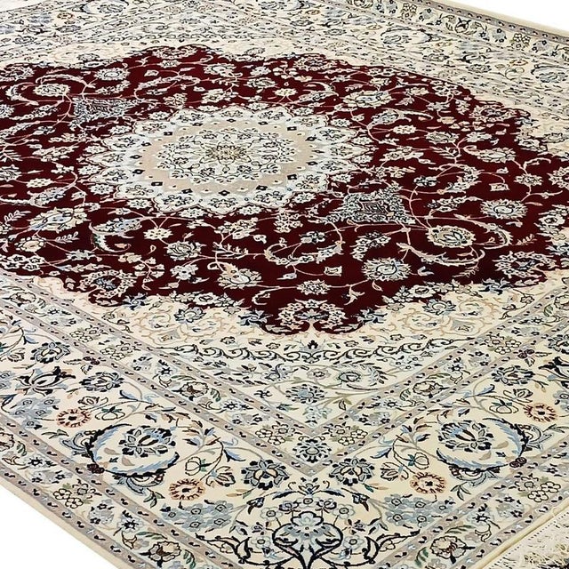 Hand-Knotted Wool and Silk Nain Rug For Sale - Image 3 of 6